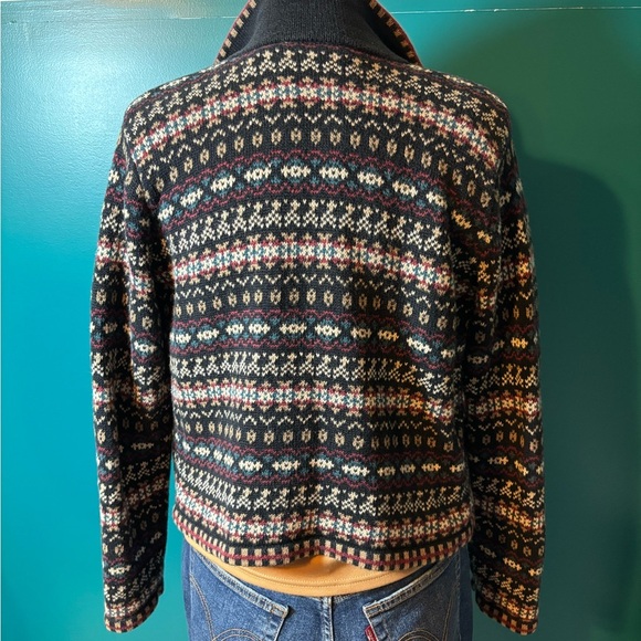 Paul Harris Vintage Design Black and White Zip Up Sweater with Nordic Design - Picture 6 of 10